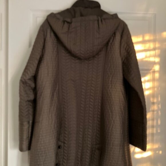 DAWN LEVY Dark Olive Coat, Size XL - Picture 3 of 9